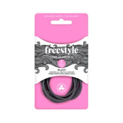 FREESTYLE Thin Elastics Metal Free Black 6pc