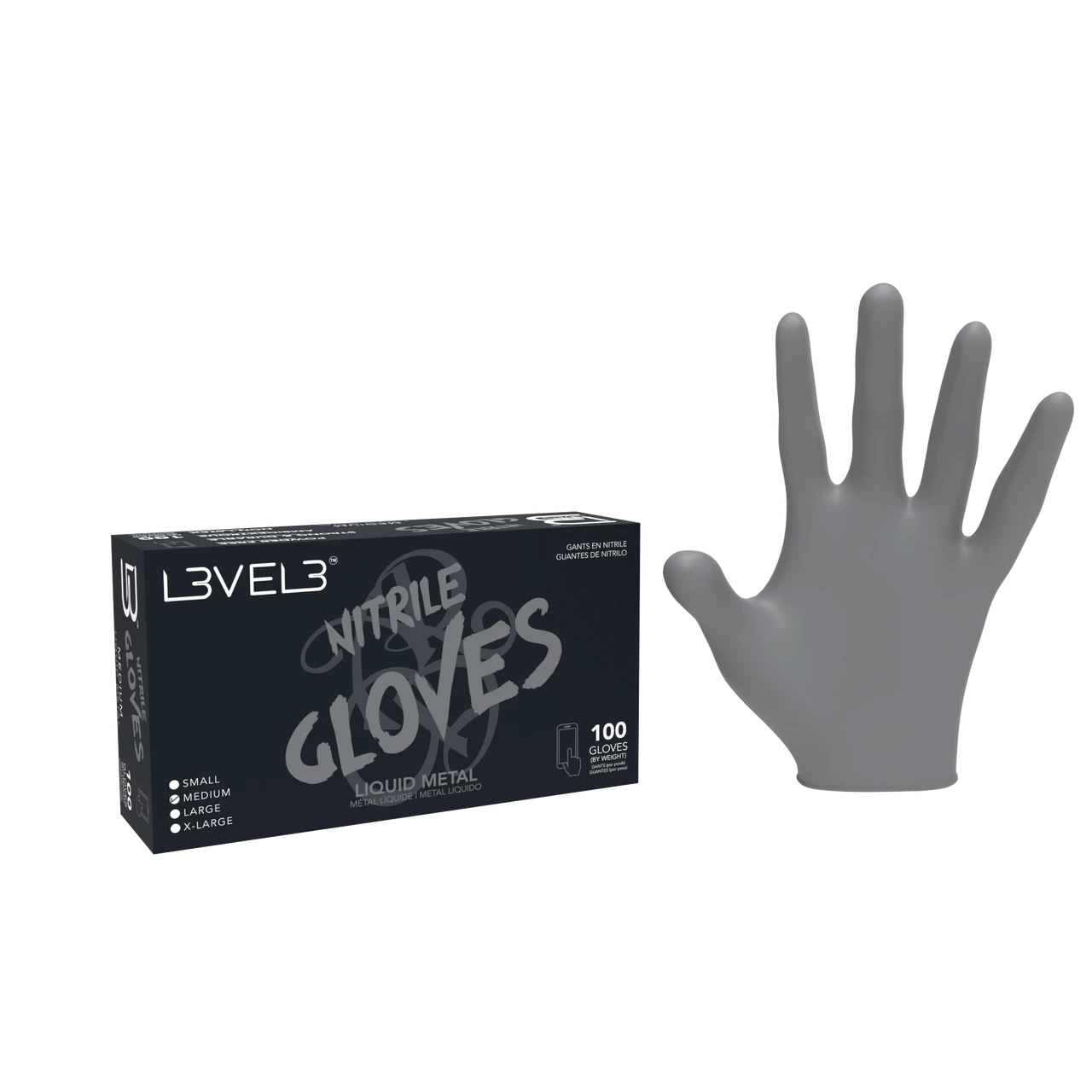 L3VEL 3 Nitrile Gloves - Silver 100pk