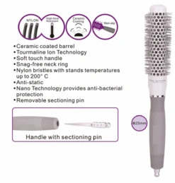 Iconic Hair Tools - Ceramic & Tourmaline Round Brush 25mm