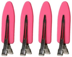 Creaseless Rubberised Clips - Pink 4 Pack