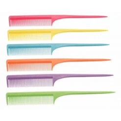Santorini Candy Colour Plastic Tail Combs 6 Pack