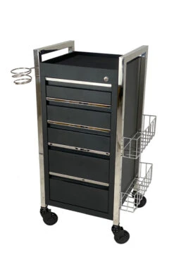 Twilight 5 Drawer Hairdressing Beauty Trolley - Chrome Frame - Click'n Clean Castor Wheels